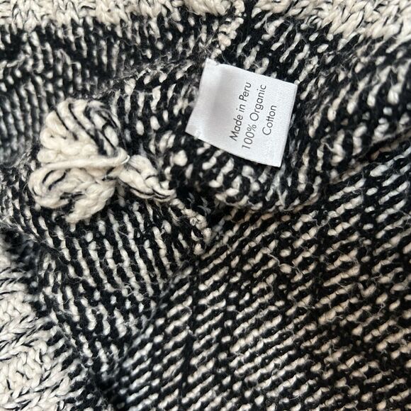 Indigenous Sweater Gray Black 100% Organic Cotton Hand-Loomed Peru Size Large - Picture 5 of 6